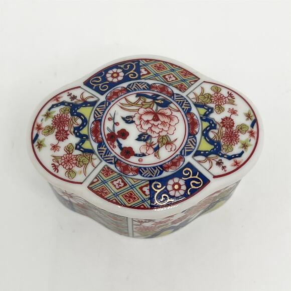 Vintage Japanese Imari Empress Porcelain Floral Print Trinket Box - Picture 2 of 7